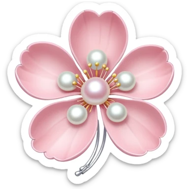 light pastel sakura flower with pearl beaded outline sticker