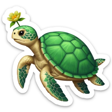 Beige sea turtle + flower sticker