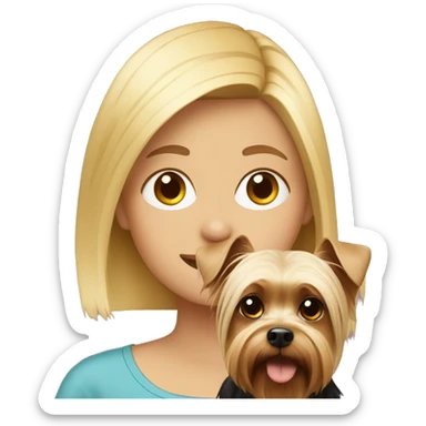 Blonde girl with a yorkshire terrier sticker