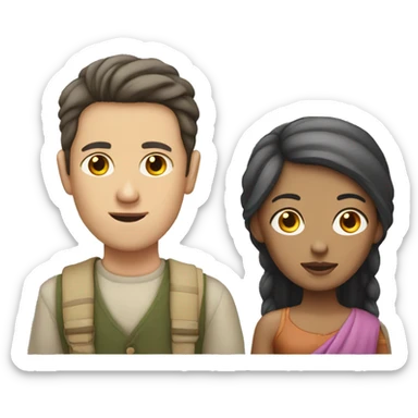 White man with no eyebrows with Bengali girl  sticker