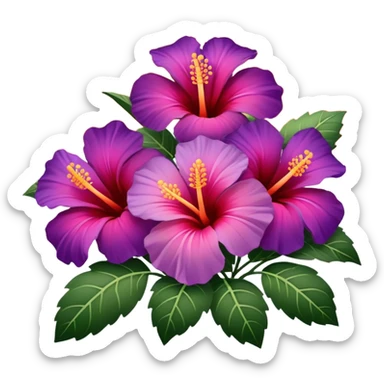 Purple pink and orange gradient hibiscuses sunset sunrise full scenery aesthetic deco sticker