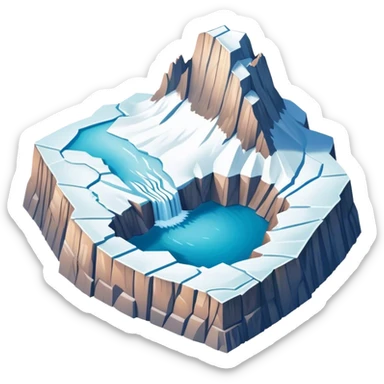 isometric exterior view glacier national park, grinnell glacier sticker