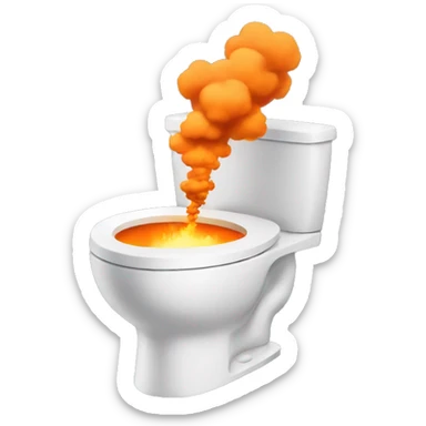 Toilet with an explosion cloud in orange  sticker