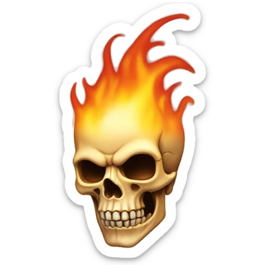 Skull in flames sticker