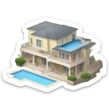 Villa with swimming pool sticker