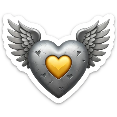 Corazon gris con alas y una venda todo gris sticker