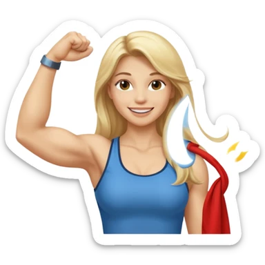 blonde long hair young women show biceps emoji sticker