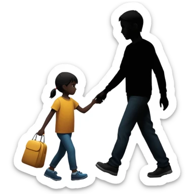 child silhouette walking away from a larger parent silhouette sticker