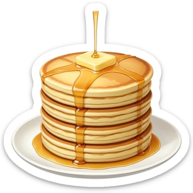 Japanese fluffy souffle pancakes stacked with syrup and butter sticker