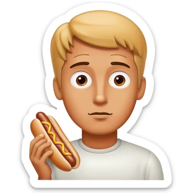 Guy thinking about hotdogs sticker