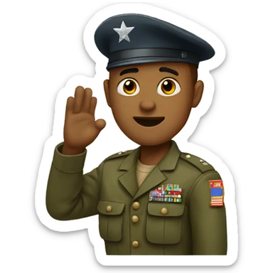Solider  raising his hand at 45 degrees  sticker