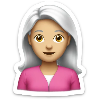 white female employee in intensive pink clothes sticker