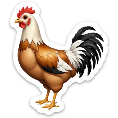 chicken with body covered every feathers is a mix of black and white color, full body   sticker