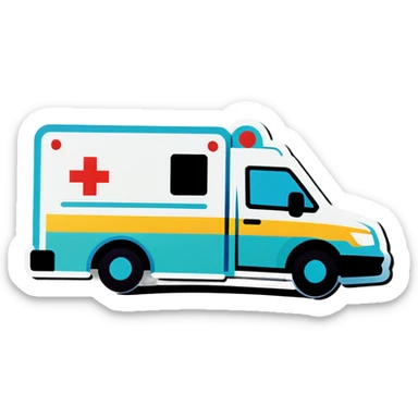 A doctor laying underneath an ambulance fixing sticker