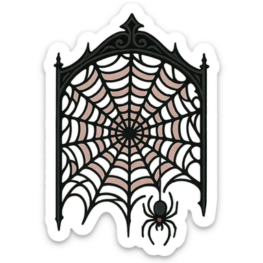 gothic spiderweb, black and pink colors sticker