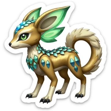 Meloetta-Vernid-Primagen-Fionbri-Trico-Protogen-hybrid-fusion-Fakémon-creature, full body sticker