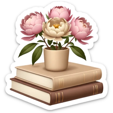 Beige books and pion AESTHETIC sticker