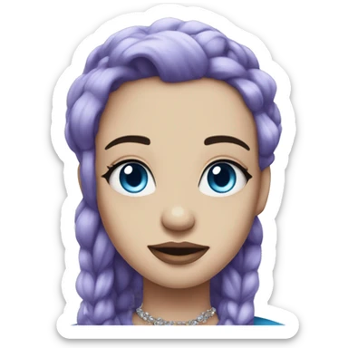 queen white skin long purple hair facial piercings blue eyes  sticker