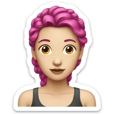 White girl with a magenta hair sticker