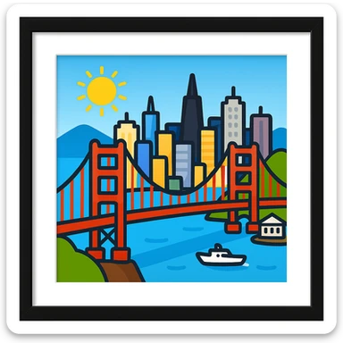Add Golden Gate Bridge to San Francisco in emoji style sticker