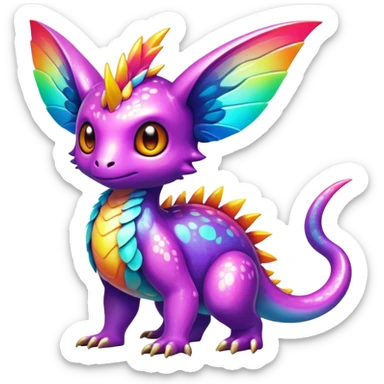 Exotic tropical shiny rare colorful epic cute Fakémon-creature, full body, with random markings sticker