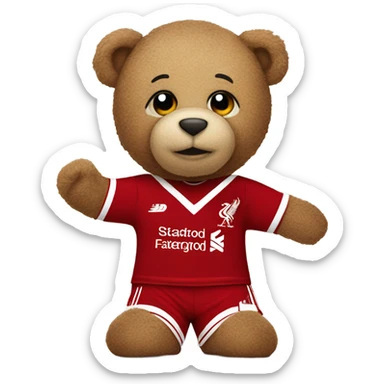 teddy bear with a liverpool kit on  sticker