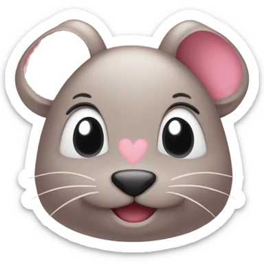Cara de ratón con corazón rosa  sticker