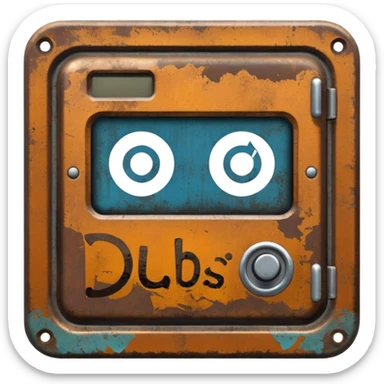 Create a Discord server icon showing the name DUBS based on the popular video game RUST. sticker