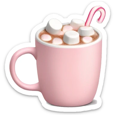 Light Pink mug of hot chocolate with marshmallows  sticker