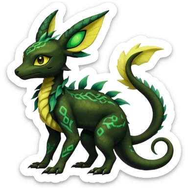 Dark Edgy Salandit-Leafeon-Umbreon-Fakémon-hybrid-creature (full body)  sticker
