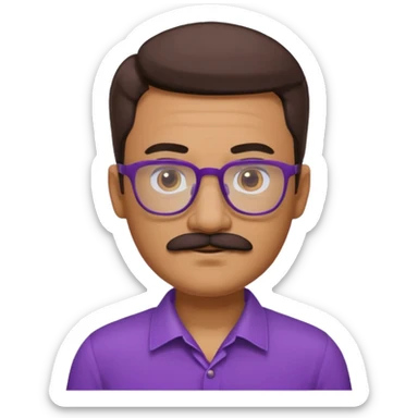 glasses purple man with mustache sticker