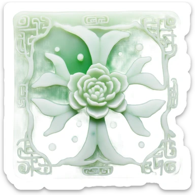 A Rectangle Chinese style white water-lily-patterned jade ornament sticker