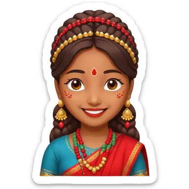 an ios genmoji for a cute indian girl sticker