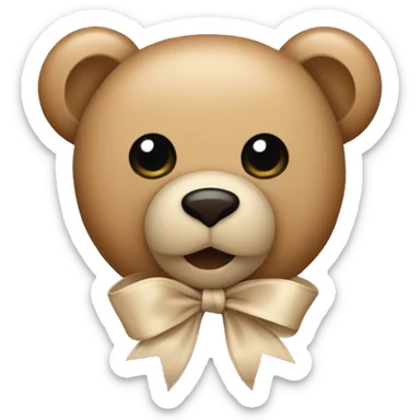 beige teddy bear bow sticker