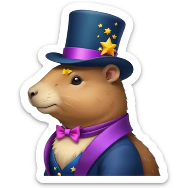 A Galaxy capybara with a tophat sticker
