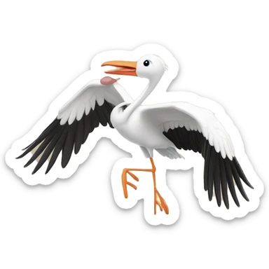 stork flying with baby  sticker