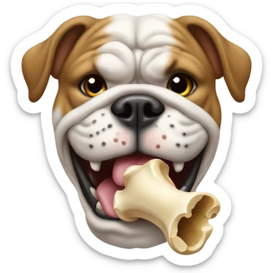 Bulldog with a bone in its mouth sticker