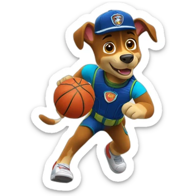 paw patrol playing basketball sticker