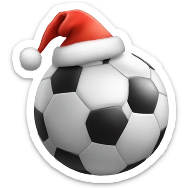 Soccer ball with Christmas hat on sticker