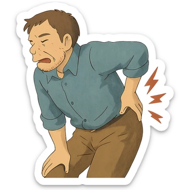 ghibli style man with backache sticker