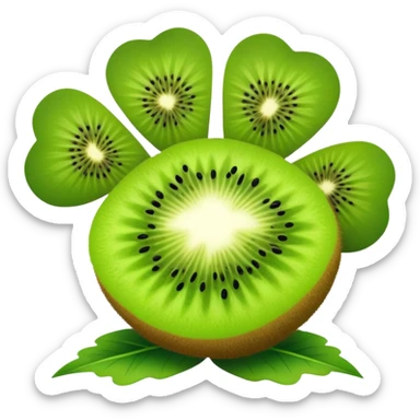 a four-leaf clover with a kiwi fruit sticker