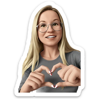 blonde girl with heart hands sticker