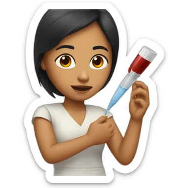 native south american female getting blood taken sticker