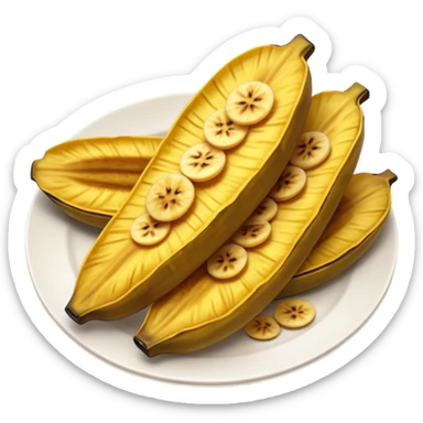 Cinematic Realistic Patacones Dish Emoji, depicted as twice-fried plantain slices with a crispy exterior rendered with detailed textures and dynamic, inviting lighting. sticker