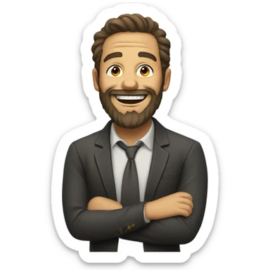 A man with a beard laughs sticker