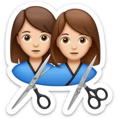 salon hair cut emoji, close-up of scissors snipping hair, simple and clear sticker