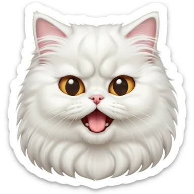 cinematic-adorable-big-eyed-fluffy-solid white-persian-cat-portrait-emoji,-head-tilted-playfully-with-a-cute,-exaggerated-yawn,-fluffy-solid white,-simplified-yet-irresistibly-cute-features sticker