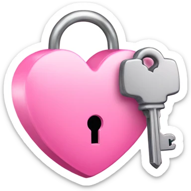 pink heart-shaped lock and key sticker