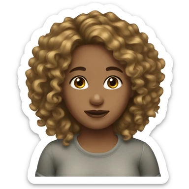 Girl long curly hair light skin sticker