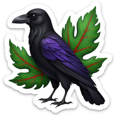 A raven holding a weirwood leaf sticker